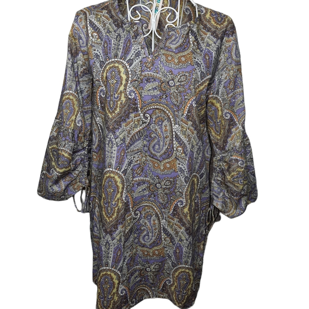 Vivante by VSA Paisley Bell Sleeve Cotton Tunic SZ M